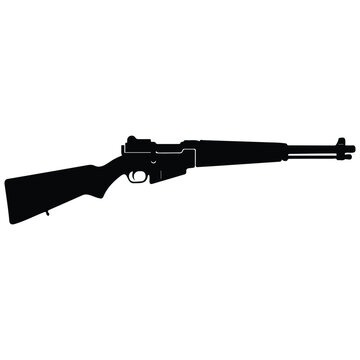 Classic mauser rifle silhouette vector illustration isolated on white background line art.
