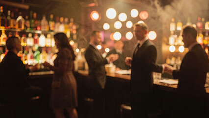 Fototapeta premium Professional networking in a sophisticated bar setting