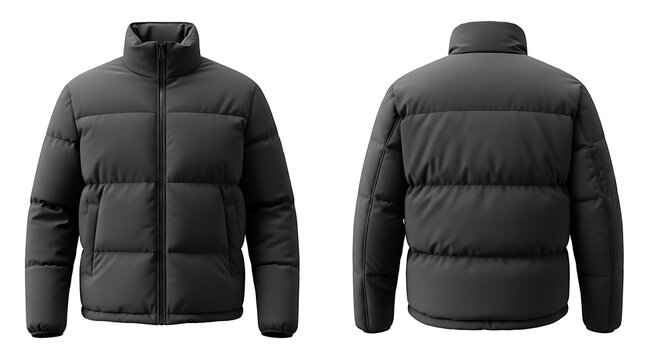 Mockup of a charcoal color puffer jacket
