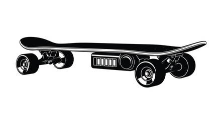black and white illustration of an electric skateboard © GDSafayet03