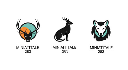 Fototapeta premium Stylized animal icons with deer and fantasy creatures