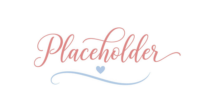 A placeholder image with pink and blue decorative text on white isolated on transparent background