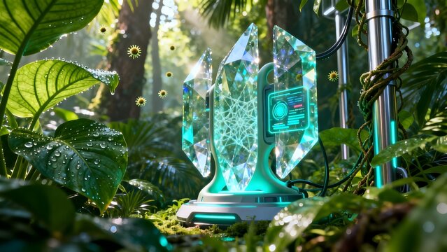 Hightech crystal device in jungle