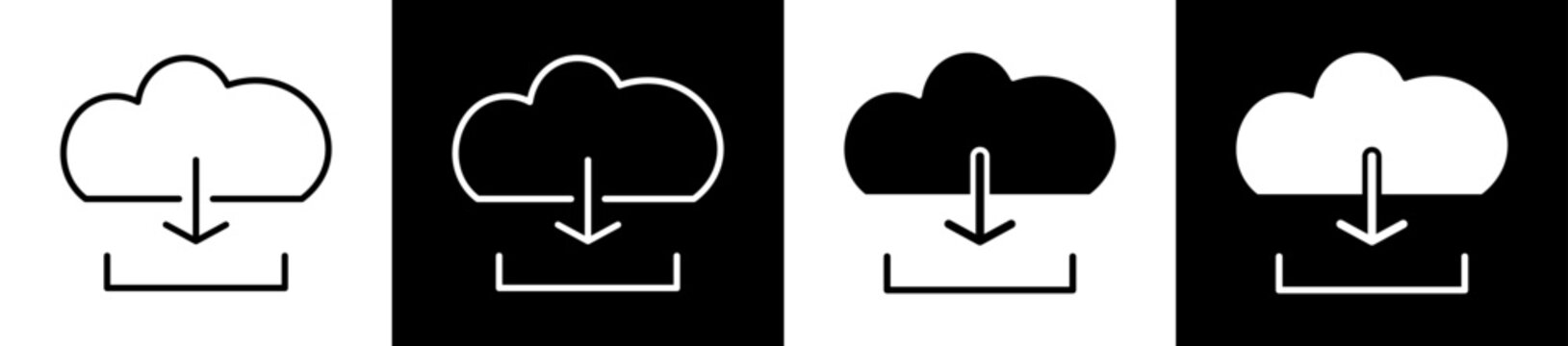 Digital Download White Black Icon Vector Illustration