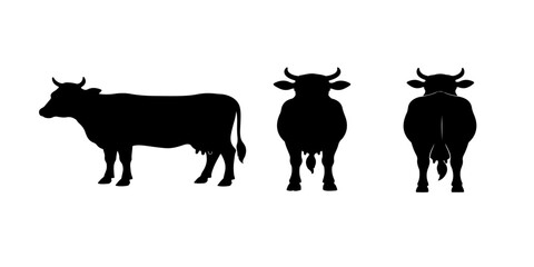 Obraz premium Minimalist Silhouette of Domestic Farm Cow Animal