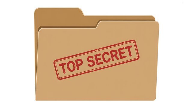 Top secret folder, confidential file, classified document, secure storage