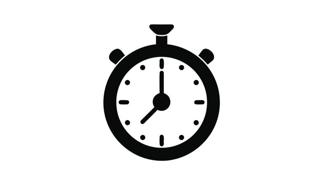 Football Soccer Sport Stopwatch Timer Clock Black Flat Vector Icon