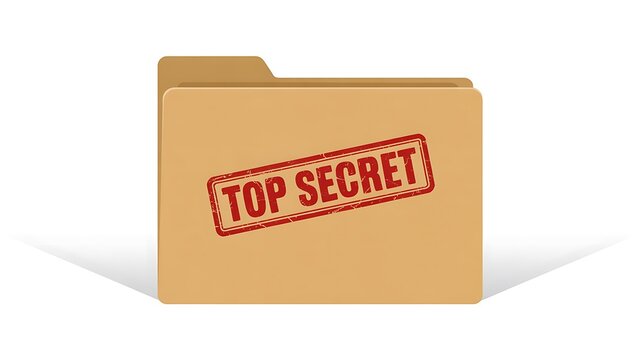 Top secret folder, confidential file, classified document, secure storage