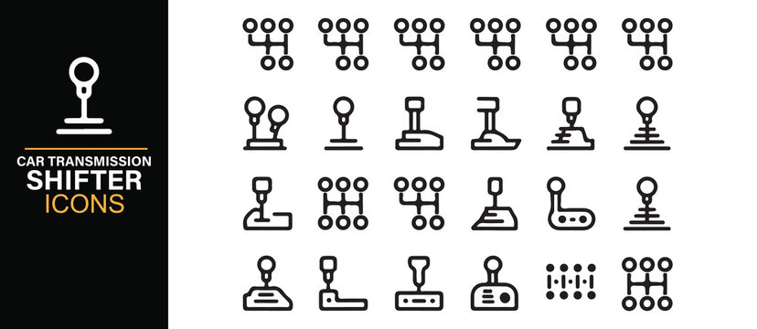 Minimal Automotive Gear Selector Icon Bundle