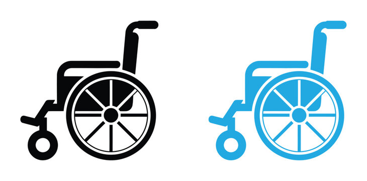  Manual wheelchair icon vector. wheelchair icon set for accessibility and healthcare. Healthcare equipment for patient transport, disability mobility, medical accessibility and physical rehabilitation