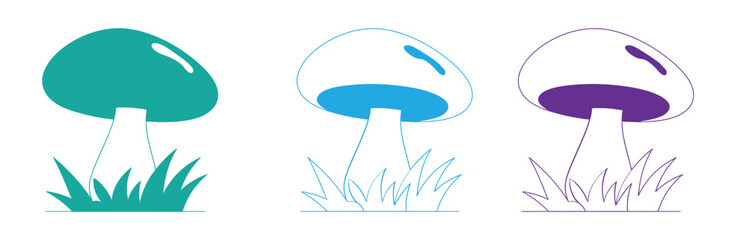 Mushroom silhouette set vector design big pack of fungus illustration and icon. Mushroom icon in linear and clipart style pack on white background.  © JannatGraphicDesign