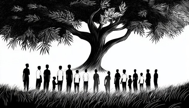 Sketchy Illustration Symbolizes Togetherness on National Panchayati Raj Day