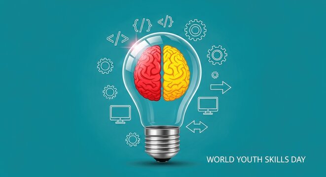 World youth skills day brainpower technology concept for education and future workforce development