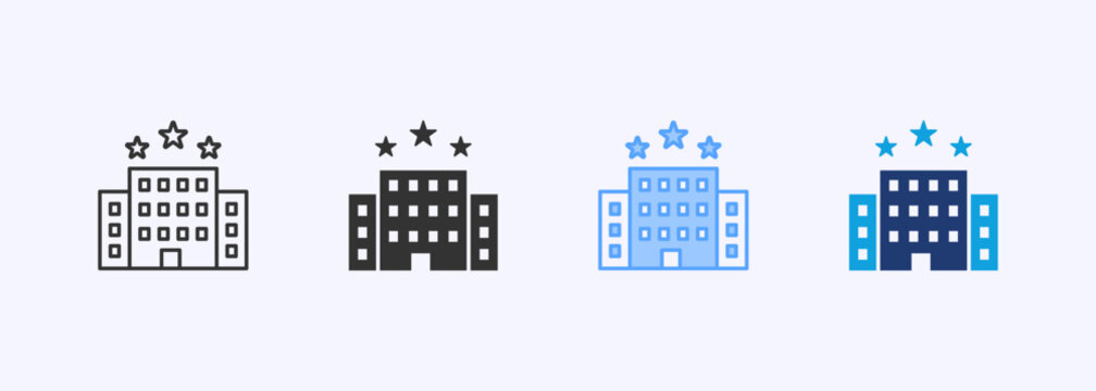 Hotel Icon Set Color Multiple Style Collection Illustration