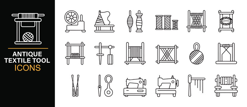 Antique Carpentry Tools and Classic Furniture Vector Icons