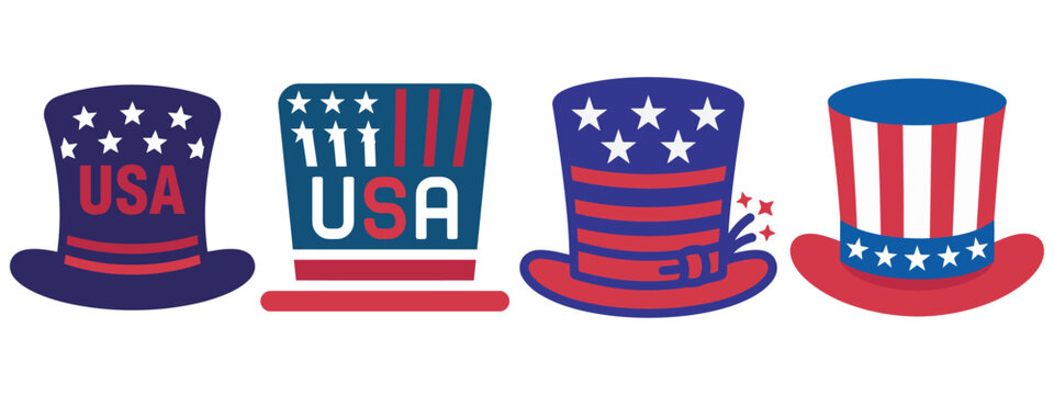 Collection of uncle sam hats for festive holiday decor.