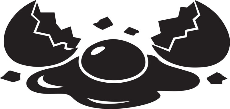 Black broken egg silhouette icon Vector