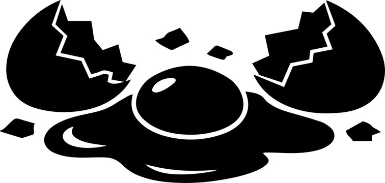 Black broken egg silhouette icon Vector