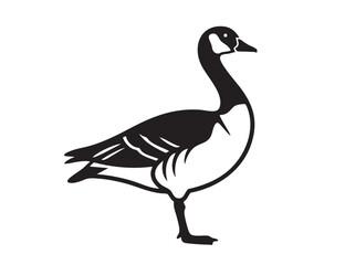 Obraz premium Canada goose standing silhouette vector illustration in black and white minimalist style.