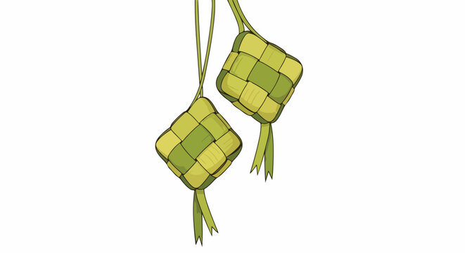 Traditional Ketupat Rice Dumplings Hanging.