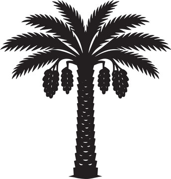 Black silhouette of a palm tree with dates Vector
