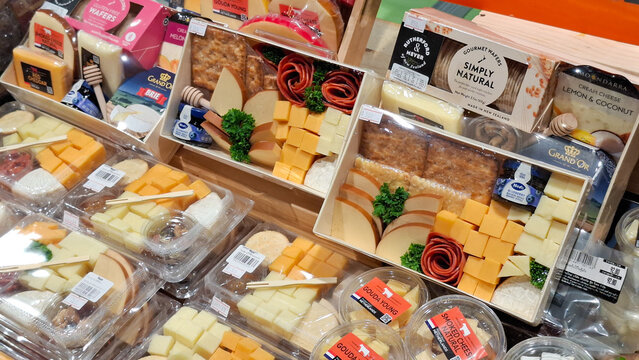 Premium Gourmet Charcuterie Sets Featuring Grand Or Cheese Golba Young Salami and Mother Earth Wafers Arranged in Elegant Gift Boxes on April 18, 2026 in Bangkok, Thailand