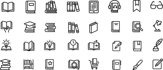 Fototapeta premium Book icons for education and learning symbols of reading and knowledge