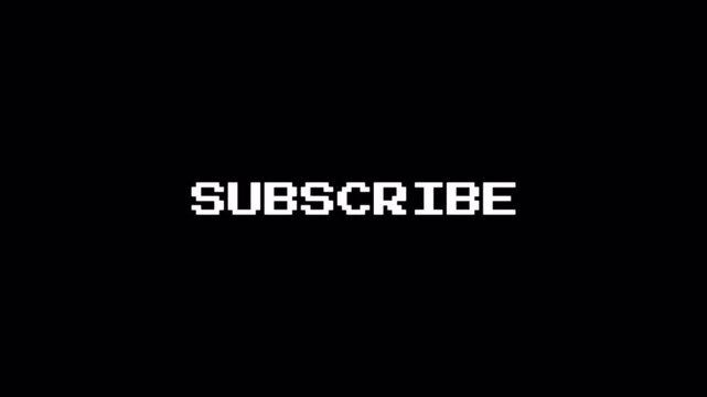 Subscribe Animated Call to Action Text for YouTube Channel Growth, Pixel Typography Animation for Content Creator Video Intro and Social Media Background 4k video