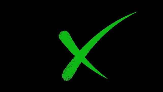 Animated green check mark symbol on transparent background, for ui and, motion tick