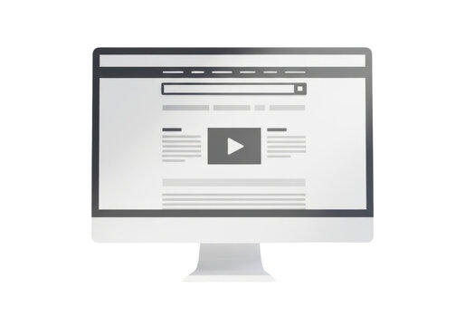 Modern computer monitor with a website interface isolated on transparent background