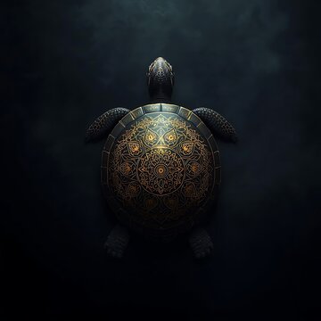 Mandala Pattern Turtle Ornate Turtle Shell Design with Intricate Patterns and Textures