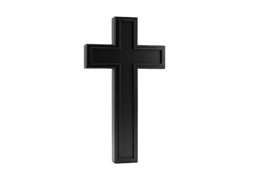 Black christian cross symbol isolated on transparent background