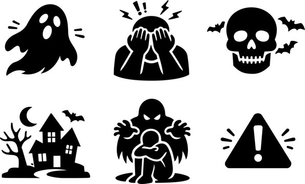 Horror halloween icons vector line symbol. Vector