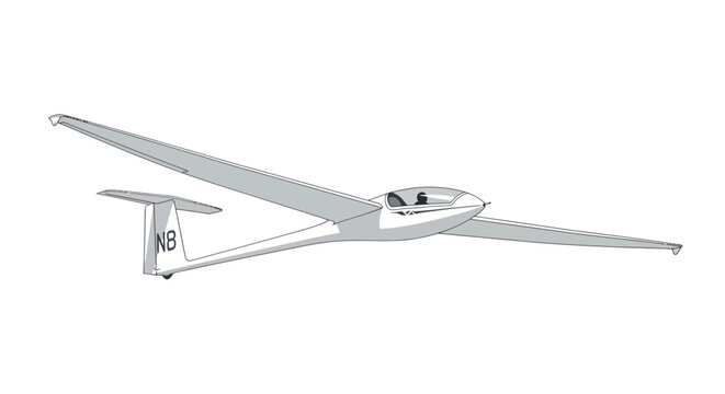 Minimalist vector illustration of a white glider soaring in flight