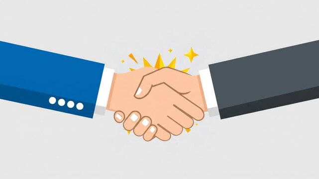 Two hands shaking in partnership business agreement illustration