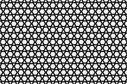 Traditional Japanese Kagome Pattern. Seamless Monochrome Geometric Lattice with Hexagons and Triangles.