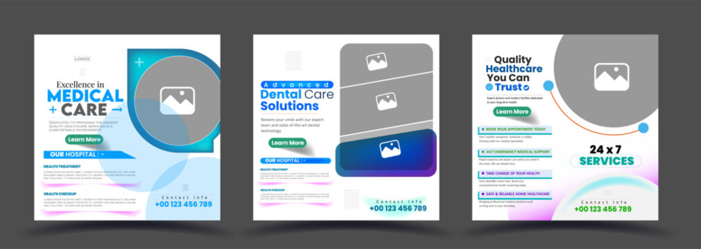 Modern Medical Service Flyer and Social Media Post Bundle