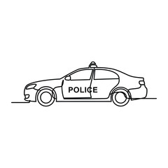 Police patrol car continuous line drawing for law enforcement and emergency response service vehicle vector graphic illustration © MDEDRIS