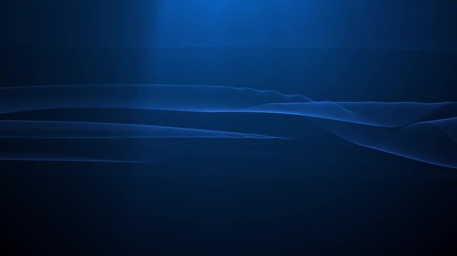 Abstract colorful wavy background in bright blue on black backdrop. Modern colorful wallpaper. Seamless loop animation. 3d rendering.