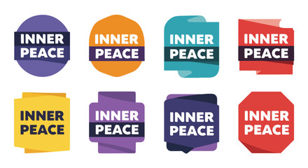 Fototapeta premium A collection of colorful, digitally designed badges featuring the words 