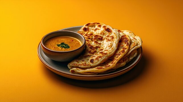 Crispy malaysian roti and golden dhal curry