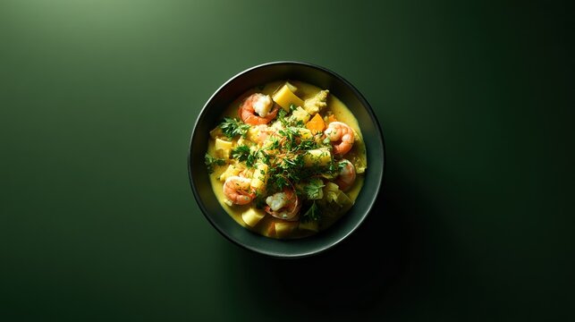 Golden tolok masak with succulent shrimp