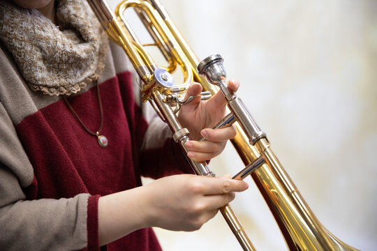 Person playing the trombone