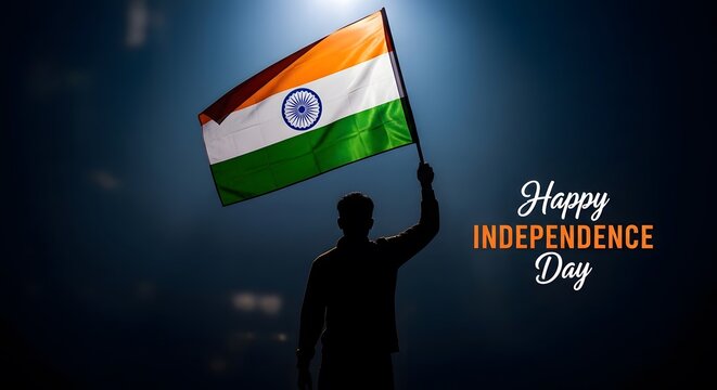 Indian independence day celebration with flag