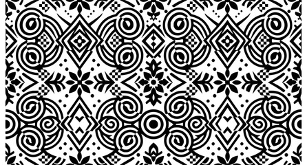Fototapeta premium Elegant abstract geometric black and white seamless ornament vector background