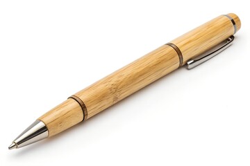 Fototapeta premium A classic black and gold fountain pen tool with a metal nib is isolated on a white background for business, office writing, and education