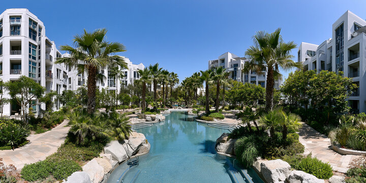 Luxury Resort Oasis: Modern Architecture, Palatial Scenery, and Tranquil Gardens in a Tropical Summer Paradise