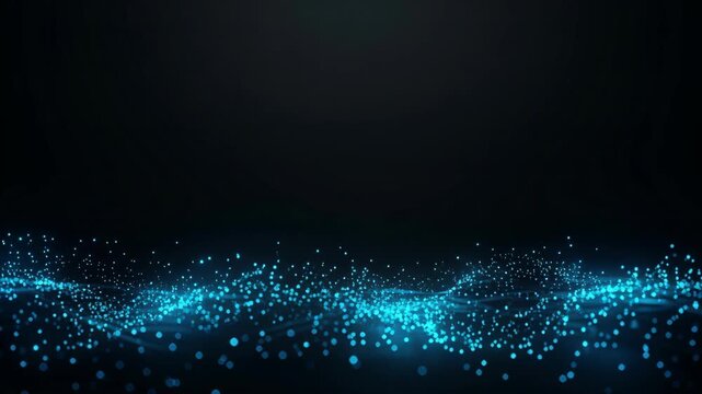 Quantum Wave Blue Particle Flow on Dark Background