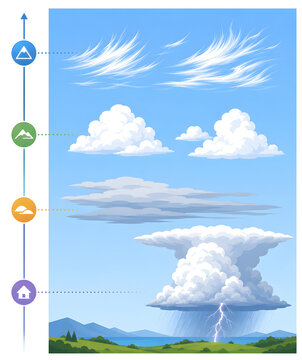 Cloud types meteorology weather illustration