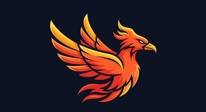 Stylized phoenix mascot logo with wings spread on dark background